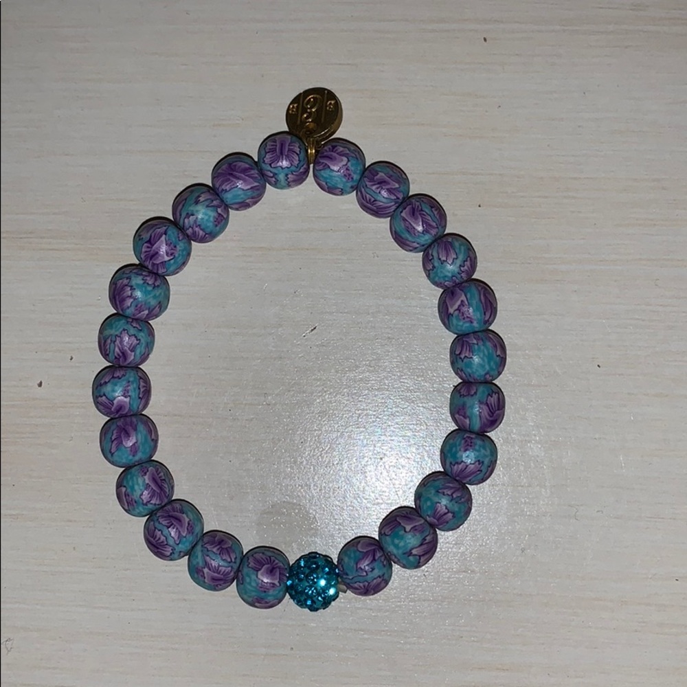 blue and purple floral bracelet